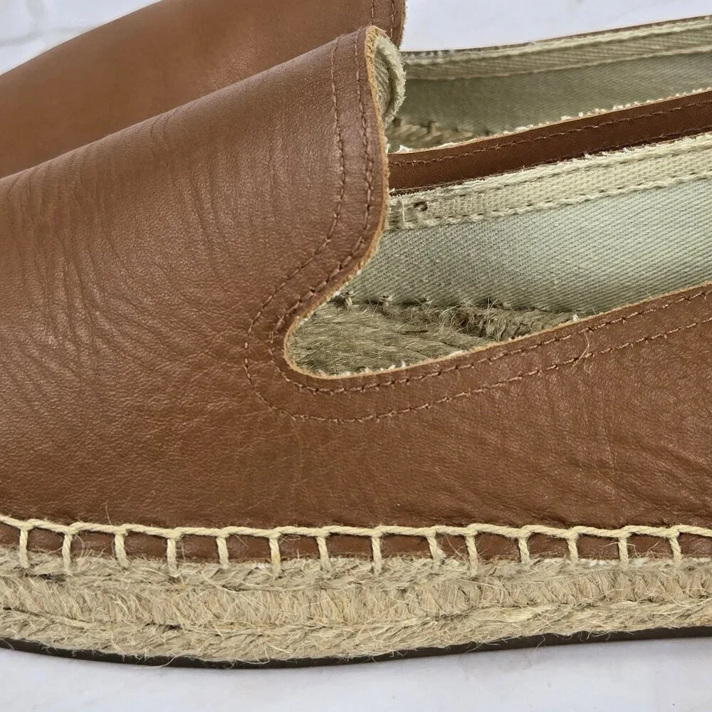 Soludos Size 8.5M Caramel Colored Slip On Loafer Espadrilles Leather Upper
